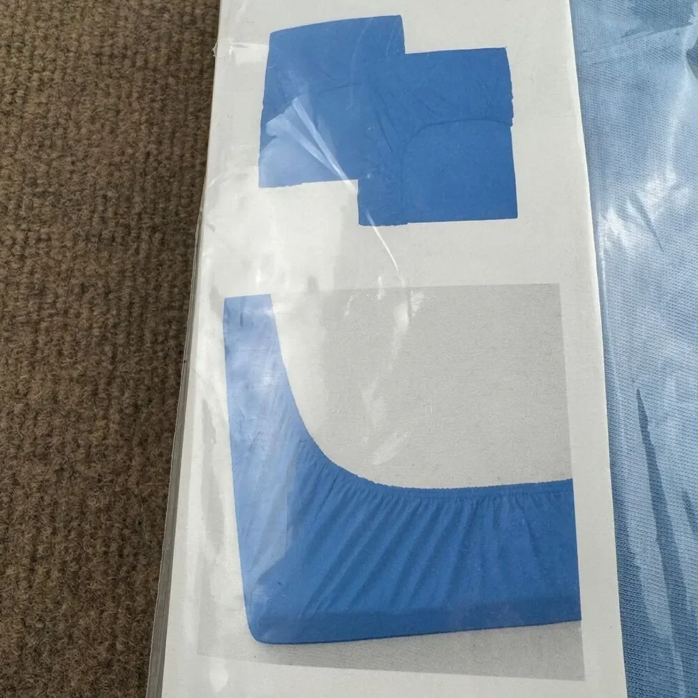 IKEA LEN Crib Fitted Sheets 28x52 (70x131 cm) Blue NEW 100% Cotton PACK OF 2